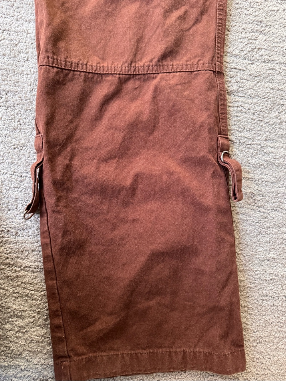 Y2K Vintage Brown Cargo Pants Low Rise Utility Multi Pocket Straps L - Picture 7 of 7